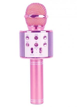 Детский Караоке микрофон Wster WS 858 Розовый с Bluetooth дина...