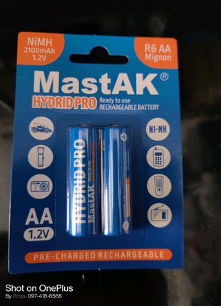 Аккумулятор пальчиковый АА MastAK 1,2v 2100mAh Hidrid Pro ( 2шт )