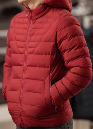 Мужская куртка спортивная демисезонная mens style бордовая 21005