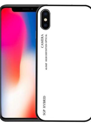 Чехол бампер Primo Gradient Glass для Apple iPhone X / Xs - White