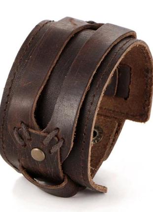 Мужской кожаный браслет напульсник Primo Manjet - Brown