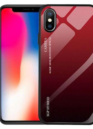 Чехол бампер Primo Gradient Glass для Apple iPhone X / Xs - Red