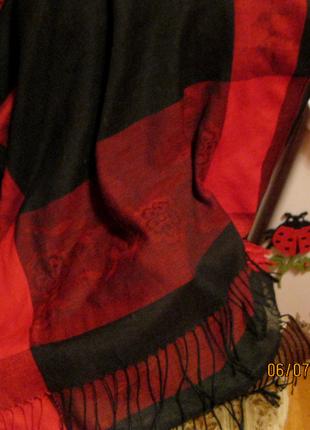 Красный черный палантин шарф шаль отличный фирма