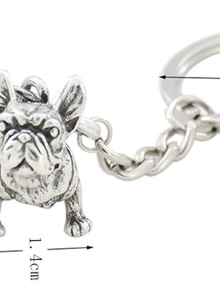 Брелок на ключи порода собака бульдог французский металл фигурка