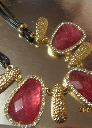 БИЖУТЕРИЯ колье бусы ожерелья под золото с розовым новые стиль...