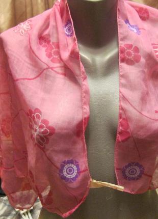 Шарф палатин розовый барби легкий красивый платок