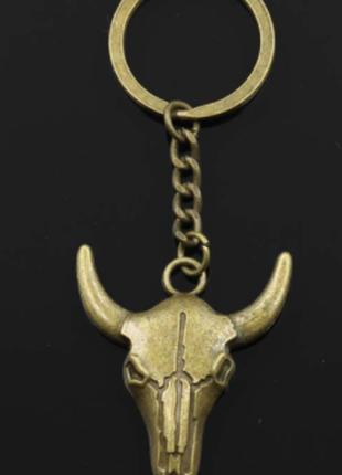 Брелок на ключи под бронзу металл бык бычок буйвол брутальный