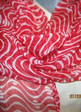 Легкий шарф платок красный фирменный вискоза