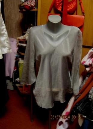 Женская серая блуза блузка туника легкая 48 14 M