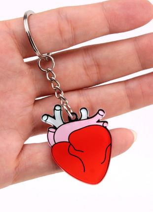Брелок на ключи металл сердце кардиолог пластик