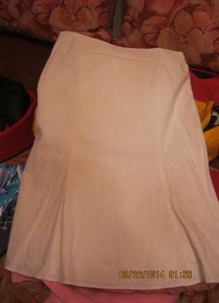 Летняя юбка белая лен льняная 10 44 S george б у