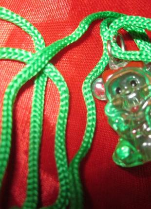 Детская бижутерия МИША зеленый шнурок мишка медведь БУСЫ игрушка