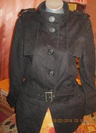 Пальто женское черное 48 14 M фирма oasis демисезонное шерстян...