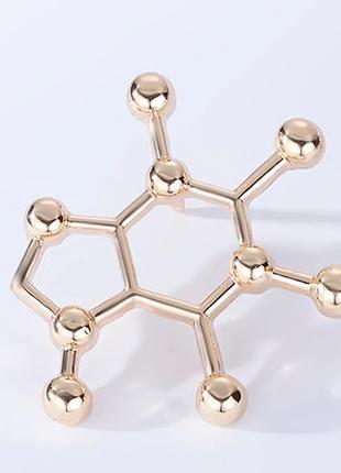 Брошь брошкапин значок золотистый металл молекула химия физика