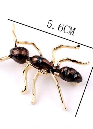 Брошь брошка значок металл золотистый насекомое муравей ОГРОМН...