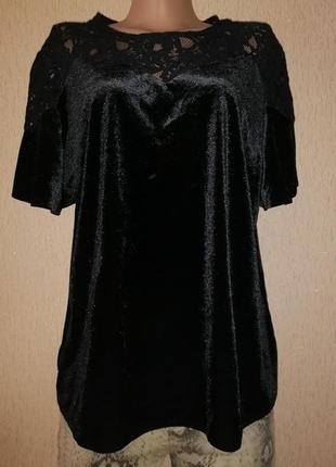 Жіноча оксамитова велюрова кофта, блузка з коротким рукавом...