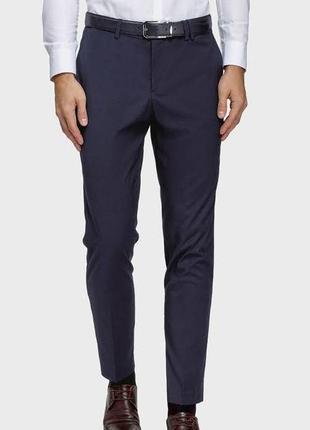Тёмно-синие мужские зауженные классические брюки/штаны