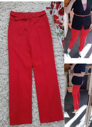 Стильные классические красные  брюки  с высокой посадкой, p. 8-10