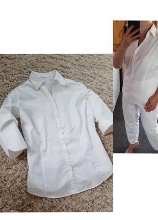 Базовая белая хлопковая блуза/рубашка, charles voegele,  p. 14-16