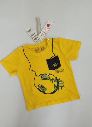 Жовта яскрава футболка для хлопчика boboli 74 см 9 місяців
