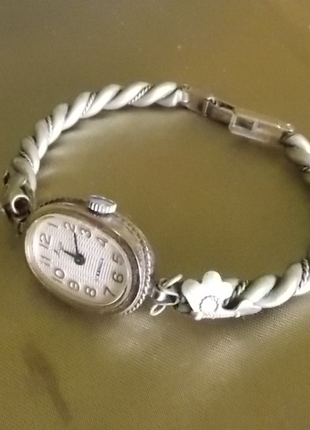 Часы с браслетом женские луч мельхиор филигрань , 17 камней