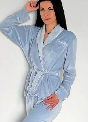 Женская качественная велюровая пижама кимоно и штаны 6 цветов ...