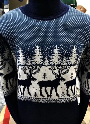Теплий вовняний светр чоловічий taiko, з оленями 1080об