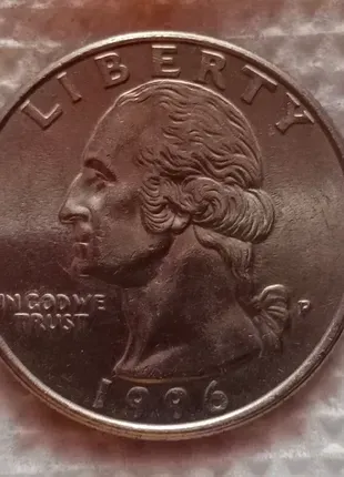 Монета США 25 центов, 1996г