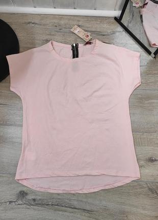 Розовая футболка пудра с принтом оверсайз туречевая футболка с...