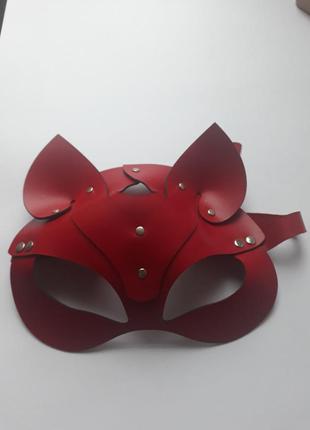 Крутая маска в форме кошки / лисы из красной кожи
