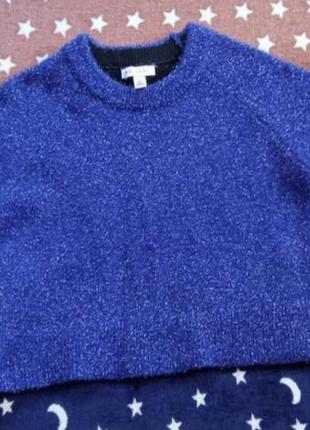 Укороченный блестящий кроп топ свитер с люрексом