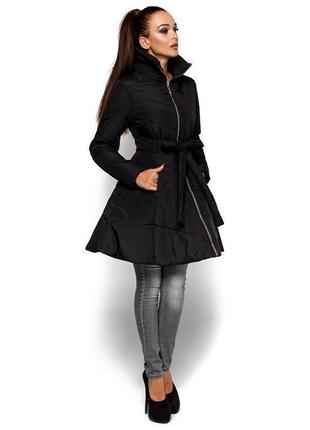 Шикарная курточка дутик пальто с поясом, размер л (полномерная)
