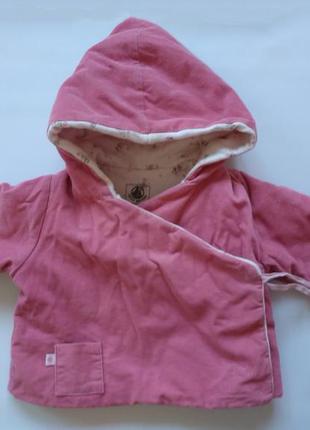 Курточка детская розовая двухсторонняя с капюшоном