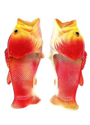 Пляжные тапочки детские в виде рыбы Красные р-р 24-35