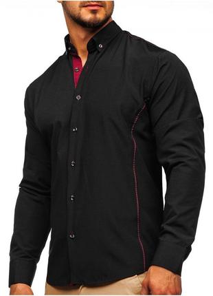 Черно-бордовая элегантная мужская рубашка