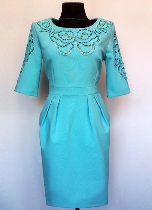 Суперціна. стильне плаття, вишивка рішельє. блакитне. туреччин...