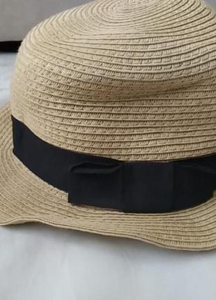 Шляпа капелюх  панама плетена з смужкою чорною