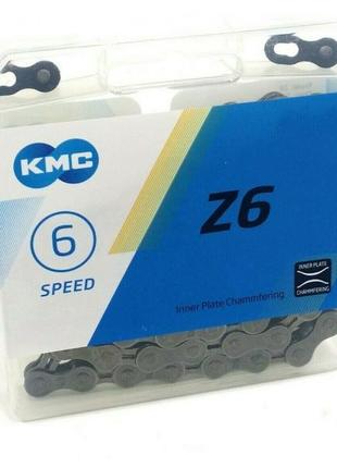 Ланцюг велосипедний KMC Z6 Grey 6 швидкостей 114 ланок сірий +...