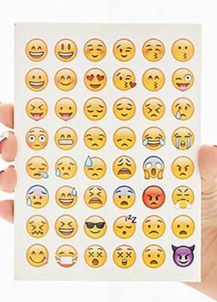 Набор стикеров наклеек смайлики 48 штук emoji самоклеющеяся