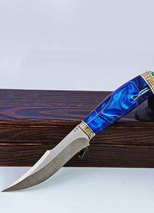 Нож из стали N690 "Голубая лагуна" ручной работы