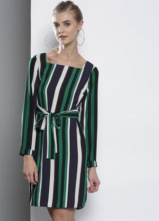 Сукня 👗 uk14 women petite black & green striped a-line dress