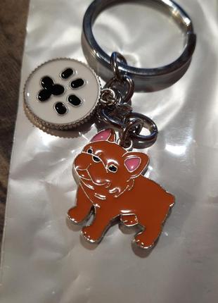 Брелок на ключи металл порода собака французский бульдог рыжий...