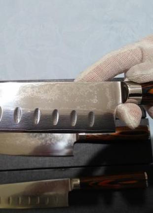 Нож сантоку дамаск 67 слоев япония. 61+-1 hrc (17.5 см. лезвие)