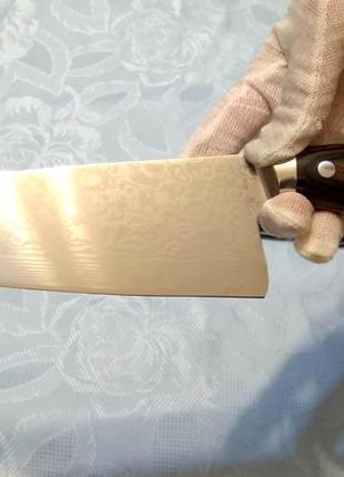 Кухонный нож шеф полированный с дамасской текстурой (21 см.лез...