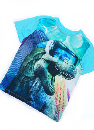 Голубая футболка с динозавром next на мальчика 3 года