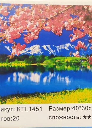 Картина по номерам ktl1451 озеро у гор