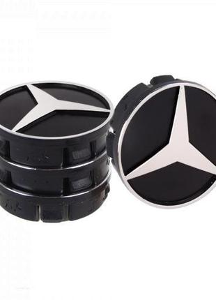 Заглушка колесного диска Mersedes 60x55 черный ABS пластик (4ш...