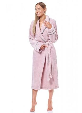 Теплий жіночий халат махровий довгий l&l 9141 mnk