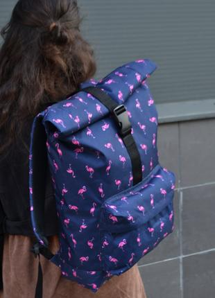 Рюкзак ролл-топ большой с FL-972 текстурой фламинго