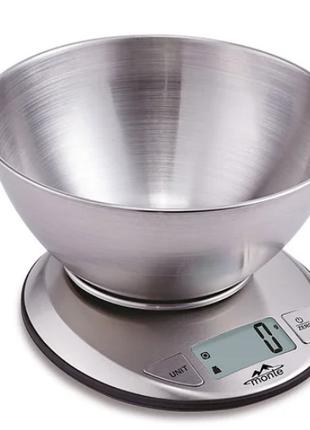 Весы кухонные электронные Monte MT6020 5 кг Металлические (кру...